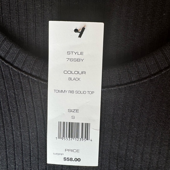 French Connection Tommy Ribbed Tee Black Size Small - Picture 3 of 3